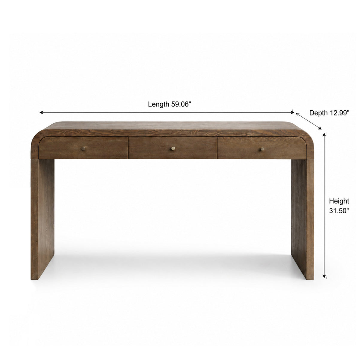 Dark Table with 3-Drawer Storage