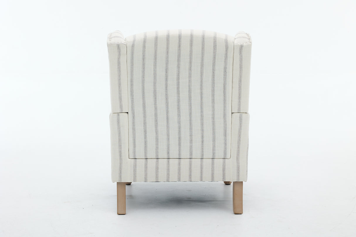Modern Accent Chair with Retro Wood Legs and Floral Design