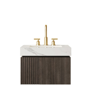 MURI 24" Bathroom Vanity & Sink, Floating Plywood Storage Cabinet with 2 Doors, Carrara