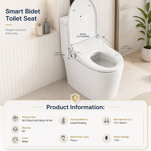 Smart Bidet Toilet Seat with Side Knob Adjustable Heated Seat