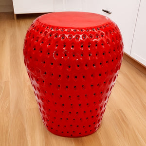 Strawberry Fruit Stool, 13.4" Oversized Resin Stool