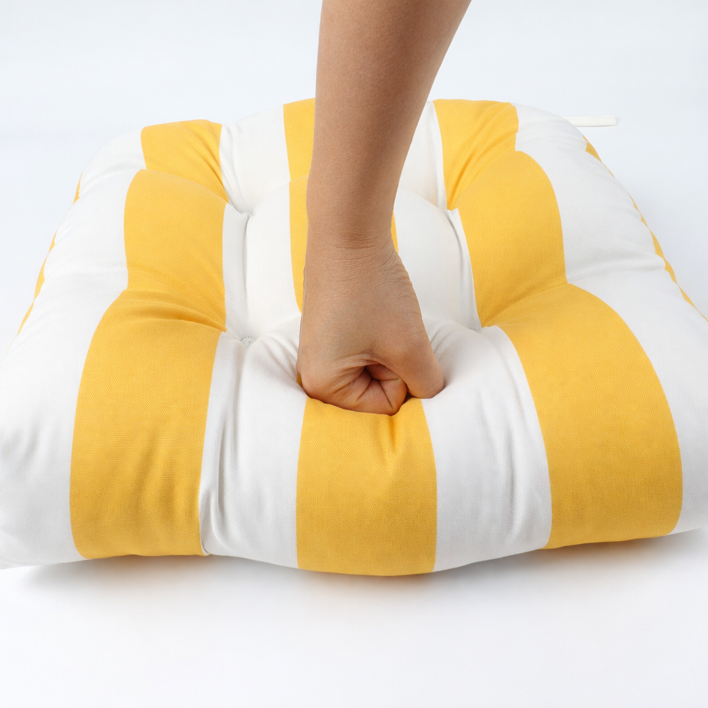 Outdoor Chair Cushions Set of 2 - 19 x 19 x 4 Inch Tufted Seat Cushions