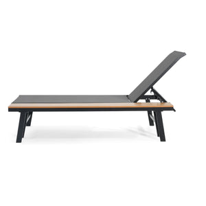 Waterloo Chaise Lounge with Attached Wood Side Table, Set of 2