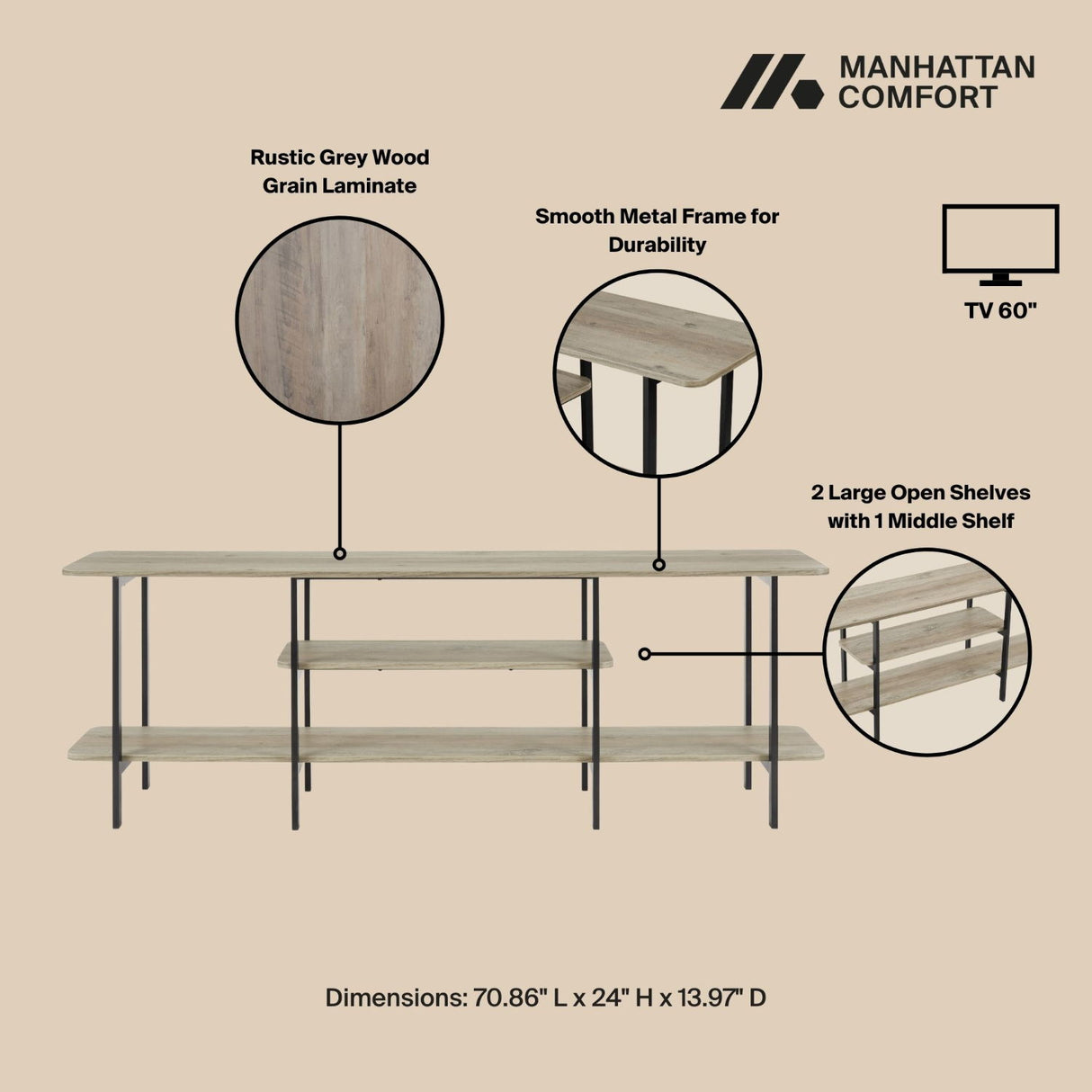 Celine - 3 Shelf Console Table