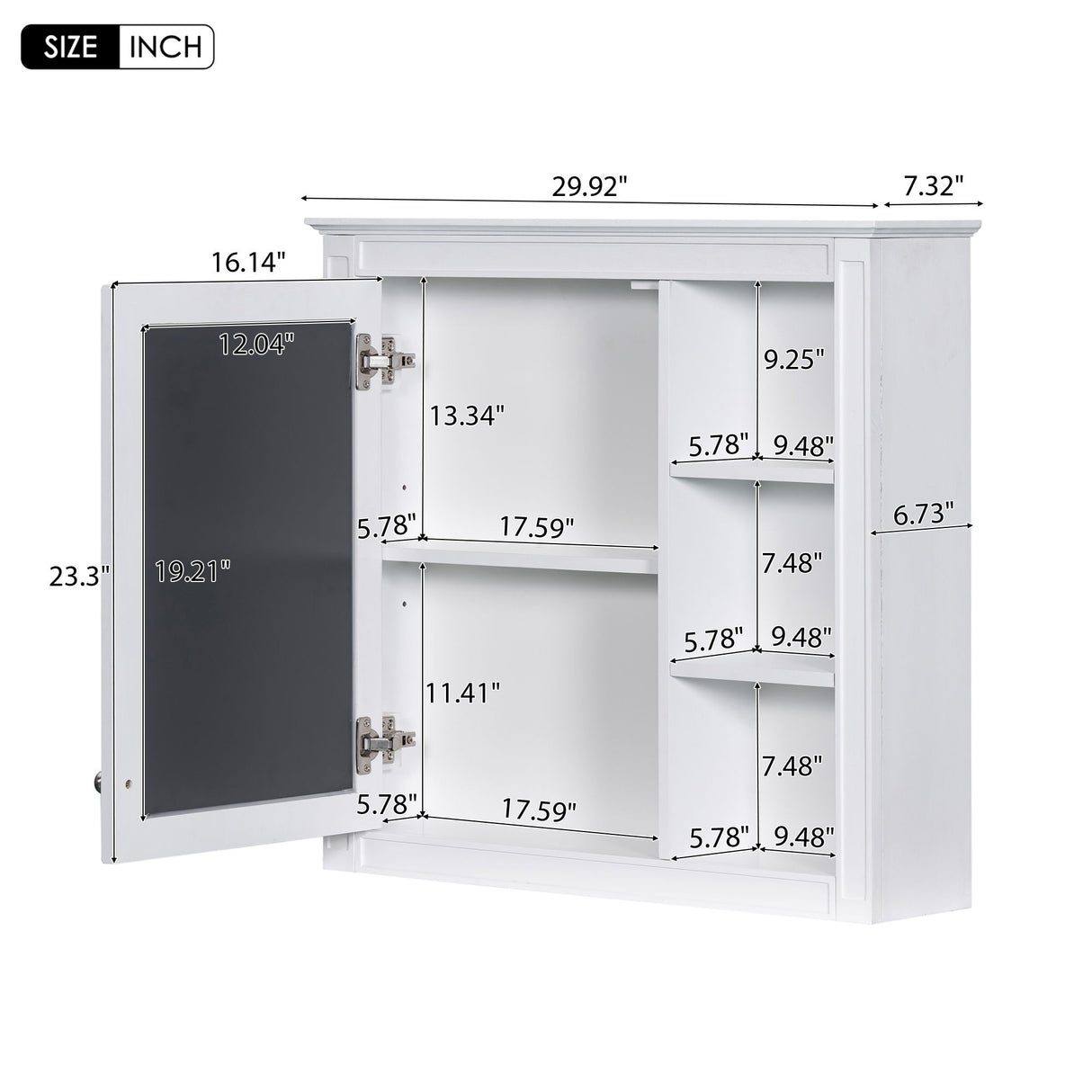 Bathroom Vanity With Medicine Cabinet, Royal Mirror Cabinet, Modern Bathroom Storage Cabinet With 2 Soft Closing Doors And 4 Drawers