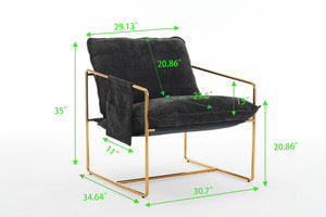 Upholstered Hanging Armchair With Arm Pocketsmetal Frame (Set of 2), Plated Craftsmanship, Crushed Foam Cushions And Skin-Friendly Woven Fabric For Living Room And Bedroom