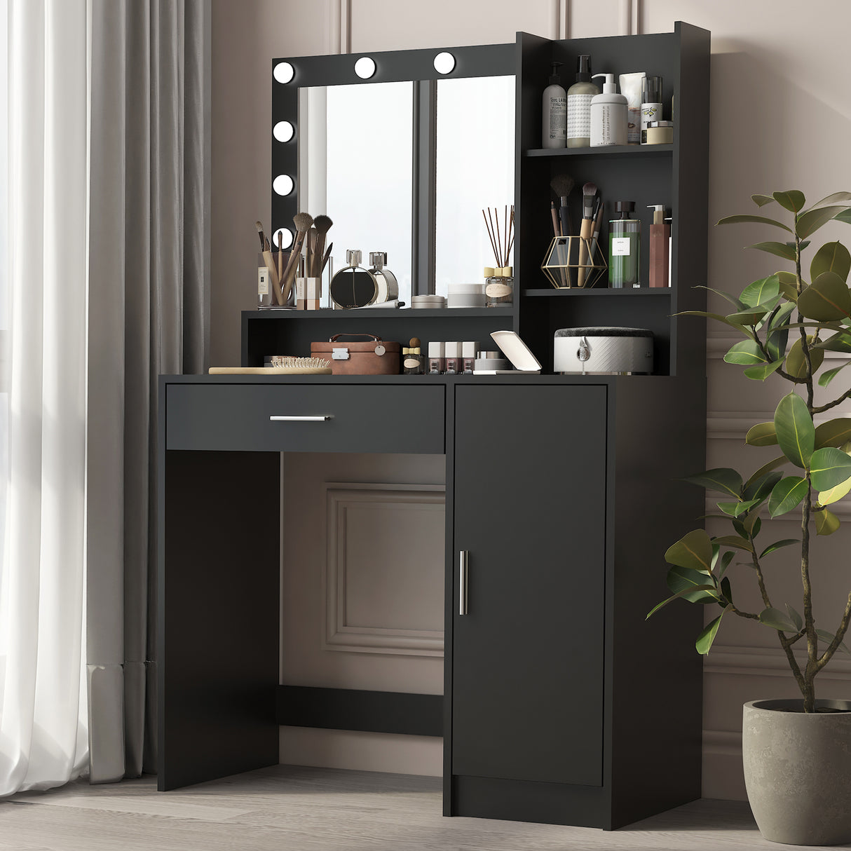Vanity Desk with Mirror & Light