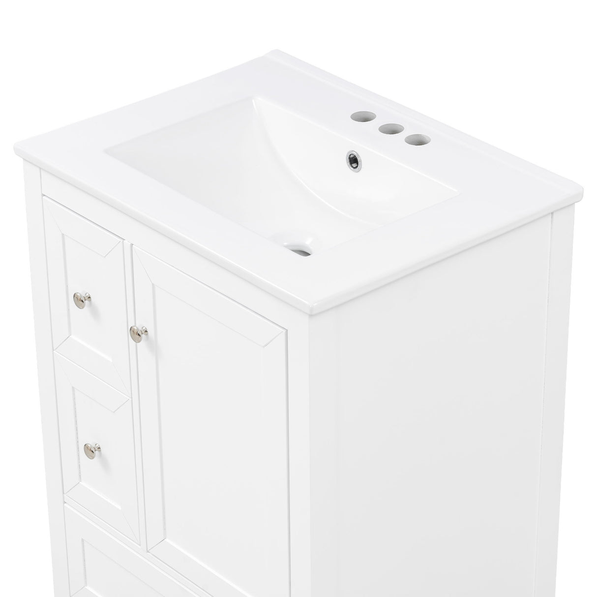 Modern Bathroom Vanity With Sink, Soft Close Drawers & Door, Storage Rack