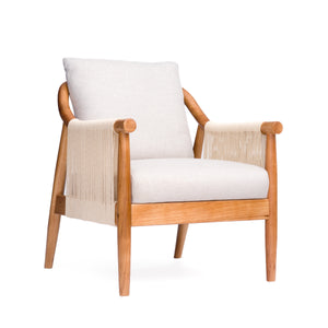 Accent Chair with Solid Hardwood Frame and Hand-Woven Paper Rope Arm