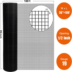 Vinyl Coated Hardware Cloth, For Poultry Netting And Home Improvement - Black