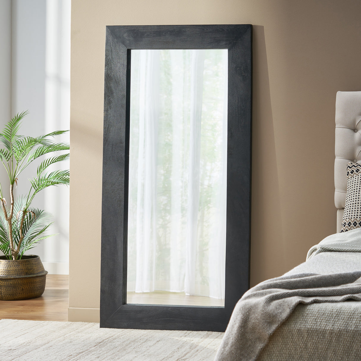 Rustic Mango Wood Full Length Standing Mirror
