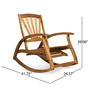 Outdoor Acacia Wood Rocking Chair with Retractable Foot Panel