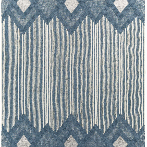 Aldbourne Blue Tassel Flatweave Wool Rug - Clearance