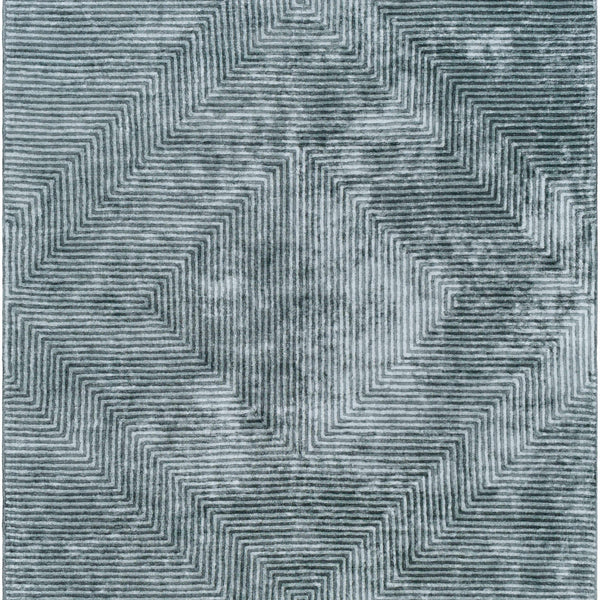 Quartz Patterned Sheen Blue/Green Viscose Rug