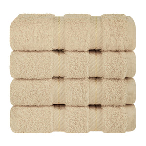 4 Piece 100% Cotton Softness, Elegance, Comfort Washcloth Turkish Towel Set