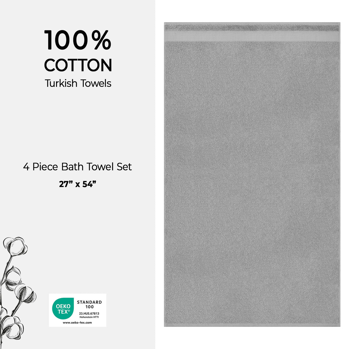 American Soft Linen Bekos 100% Cotton Turkish Towels, 4 Piece Bath Towel Set