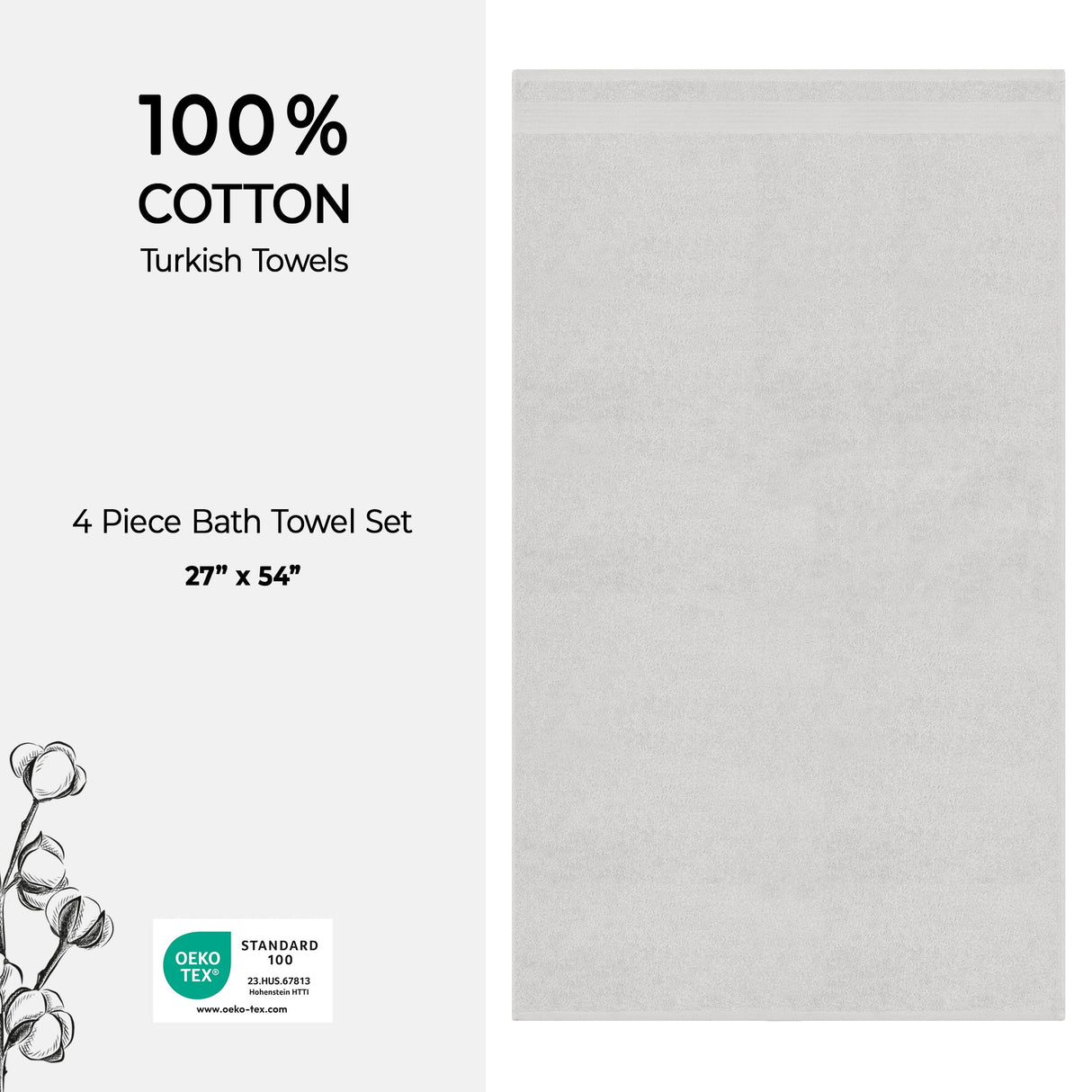 American Soft Linen Bekos 100% Cotton Turkish Towels, 4 Piece Bath Towel Set