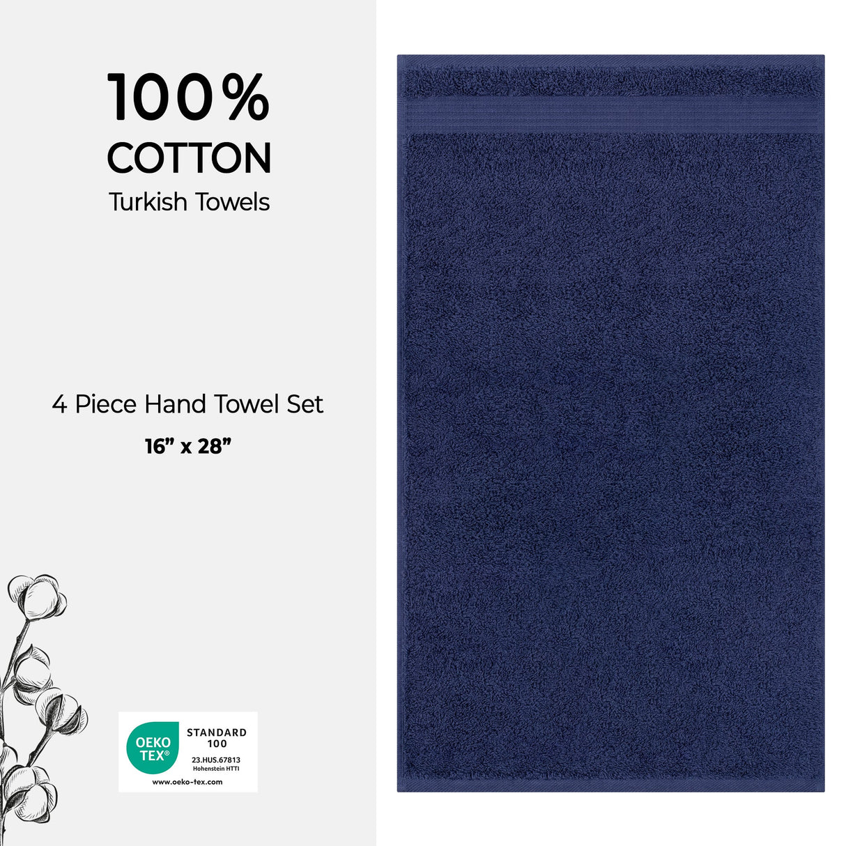 American Soft Linen Bekos 100% Cotton Turkish Towels, 4 Piece Hand Towel Set