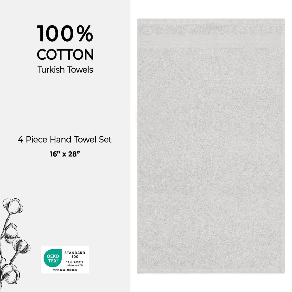 American Soft Linen Bekos 100% Cotton Turkish Towels, 4 Piece Hand Towel Set