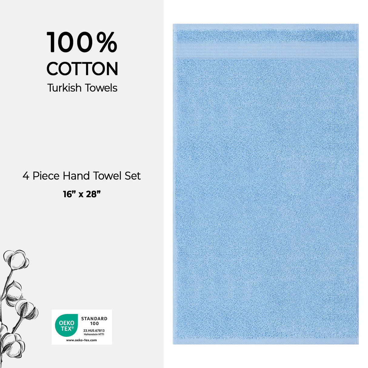American Soft Linen Bekos 100% Cotton Turkish Towels, 4 Piece Hand Towel Set