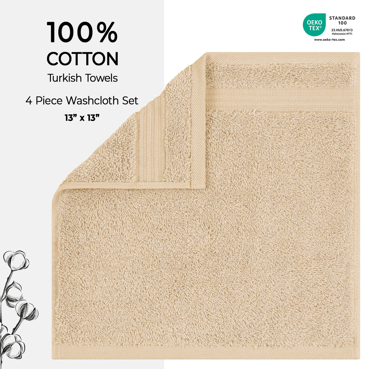 American Soft Linen Bekos 100% Cotton Turkish Towels, 4 Piece Washcloth Towel Set