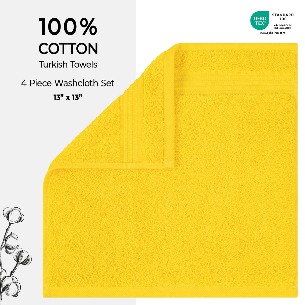 American Soft Linen Bekos 100% Cotton Turkish Towels, 4 Piece Washcloth Towel Set