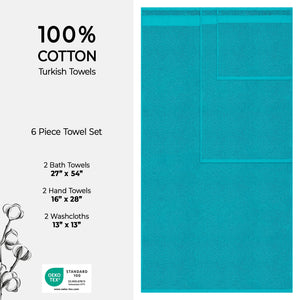 American Soft Linen Bekos 100% Cotton Turkish Towels 6 Piece Bath Towel Set with 18 Different Colors