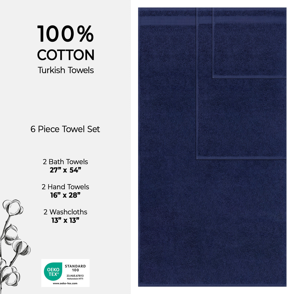 American Soft Linen Bekos 100% Cotton Turkish Towels 6 Piece Bath Towel Set with 18 Different Colors