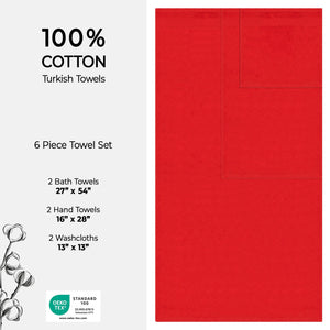 American Soft Linen Bekos 100% Cotton Turkish Towels 6 Piece Bath Towel Set with 18 Different Colors