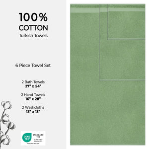 American Soft Linen Bekos 100% Cotton Turkish Towels 6 Piece Bath Towel Set with 18 Different Colors
