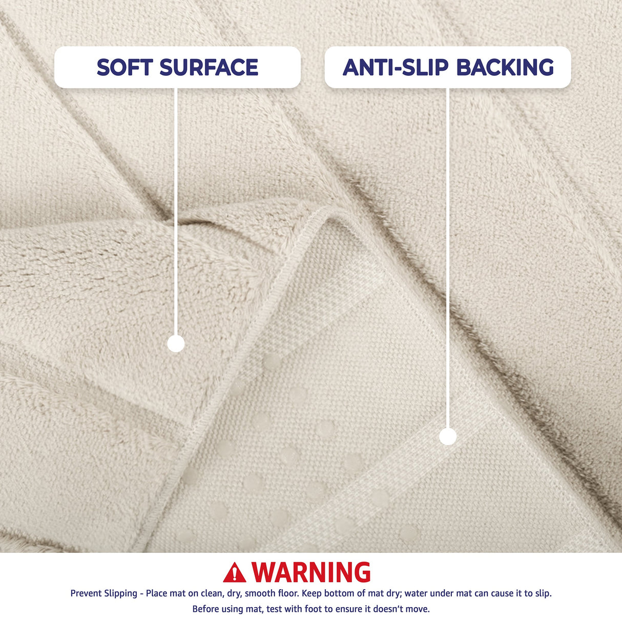 American Soft Linen Katiy Bath Rug – 21x34 Inches Non-Slip Premium Cotton Comfort - Bath Mats for Bathroom
