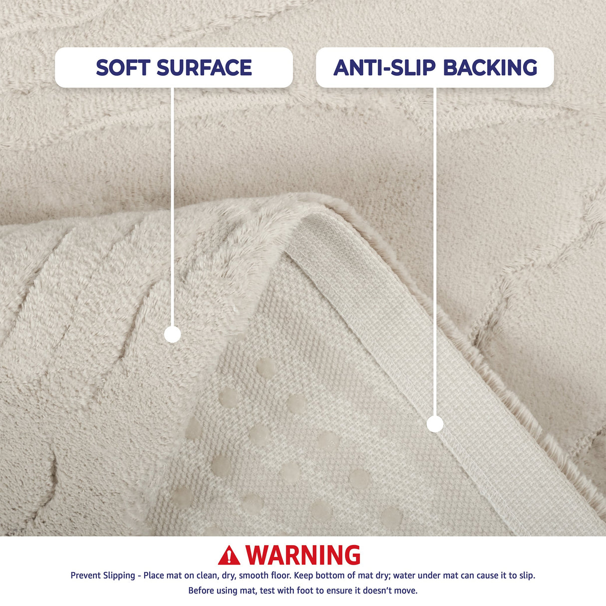 American Soft Linen Lovi Bath Rug – 21"x34" Premium Cotton, Non-Slip Design - Bath Mats for Bathroom