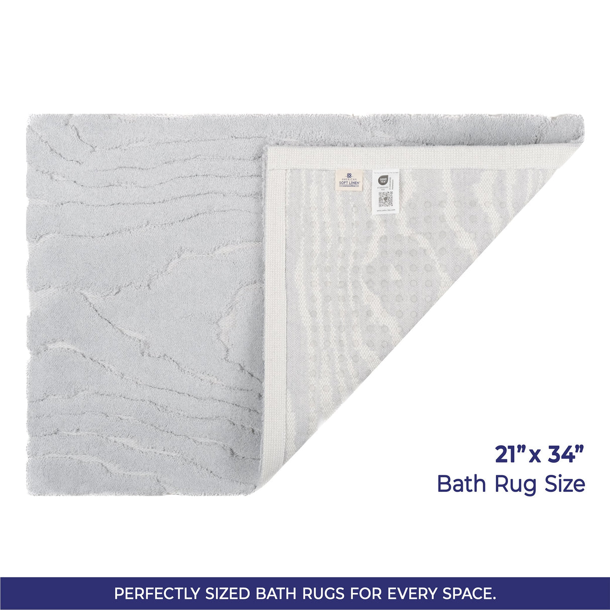 American Soft Linen Lovi Bath Rug – 21"x34" Premium Cotton, Non-Slip Design - Bath Mats for Bathroom
