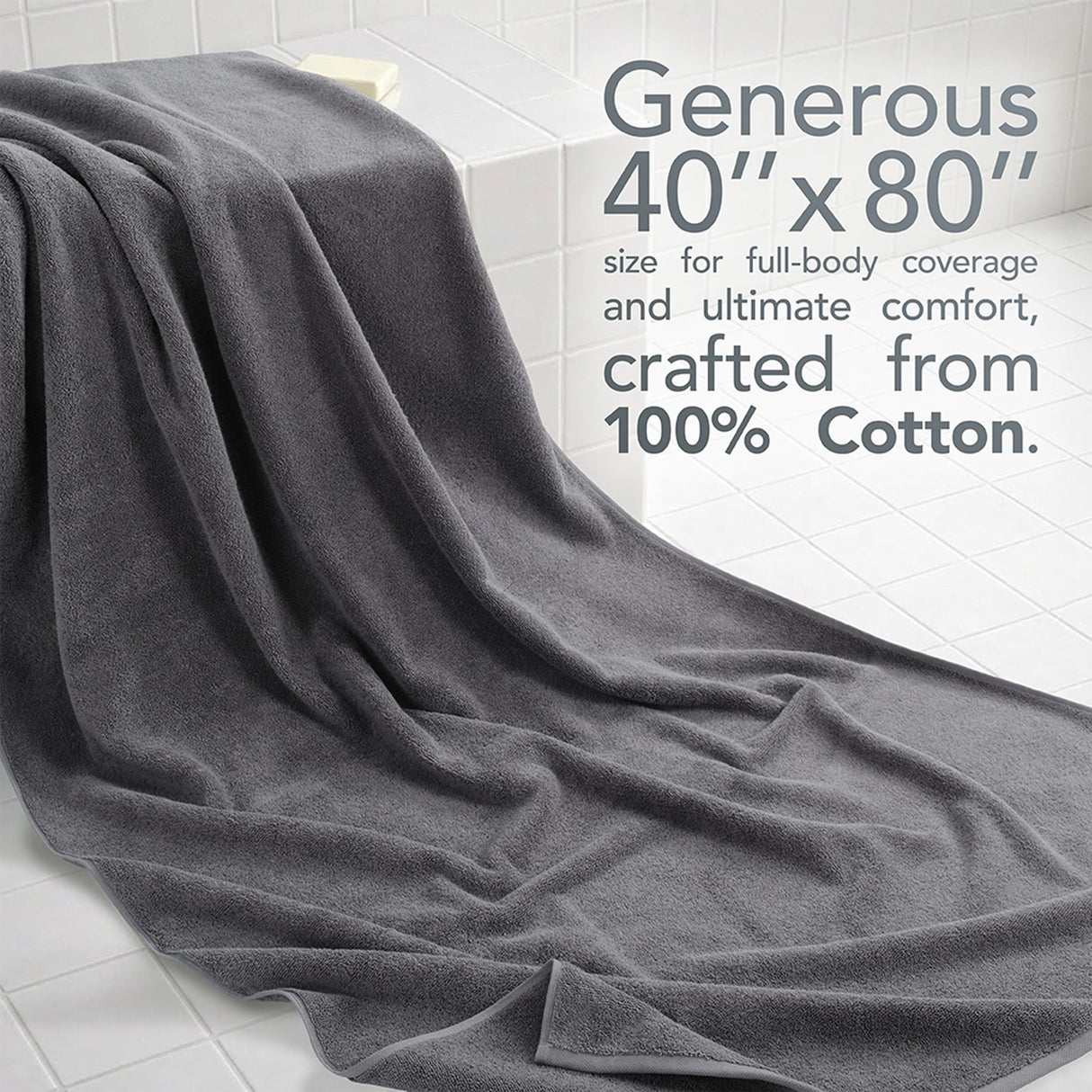 40x80 Inch Premium Bath Sheet OVERSIZED 100% Ring Spun Cotton, Luxury, Maximum Softness, Extra Large Bath Towel