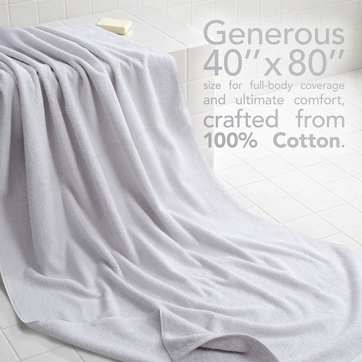 40x80 Inch Premium Bath Sheet OVERSIZED 100% Ring Spun Cotton, Luxury, Maximum Softness, Extra Large Bath Towel