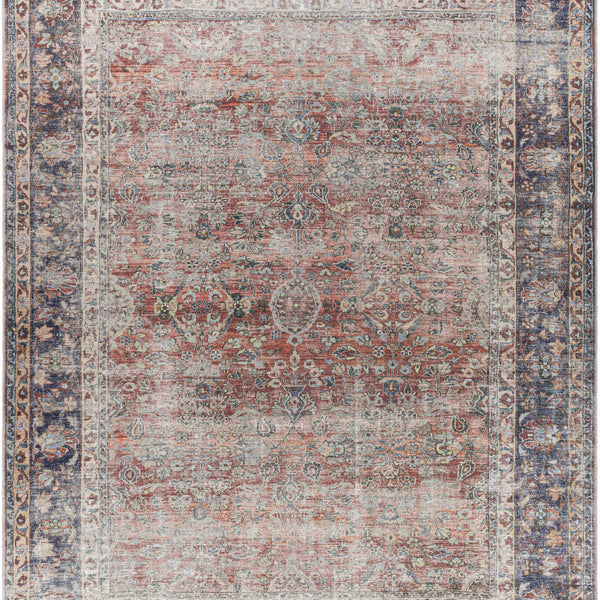 Rust Anahawan Distressed Washable Area Rug - Clearance