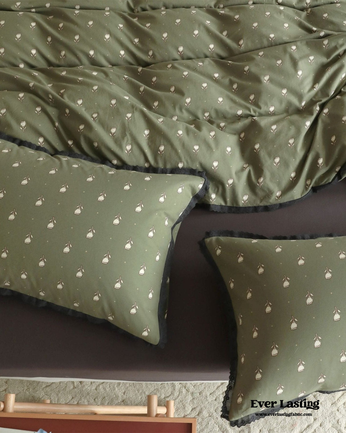 Anaya Rose French Vintage Bedding Set / Black + Brown