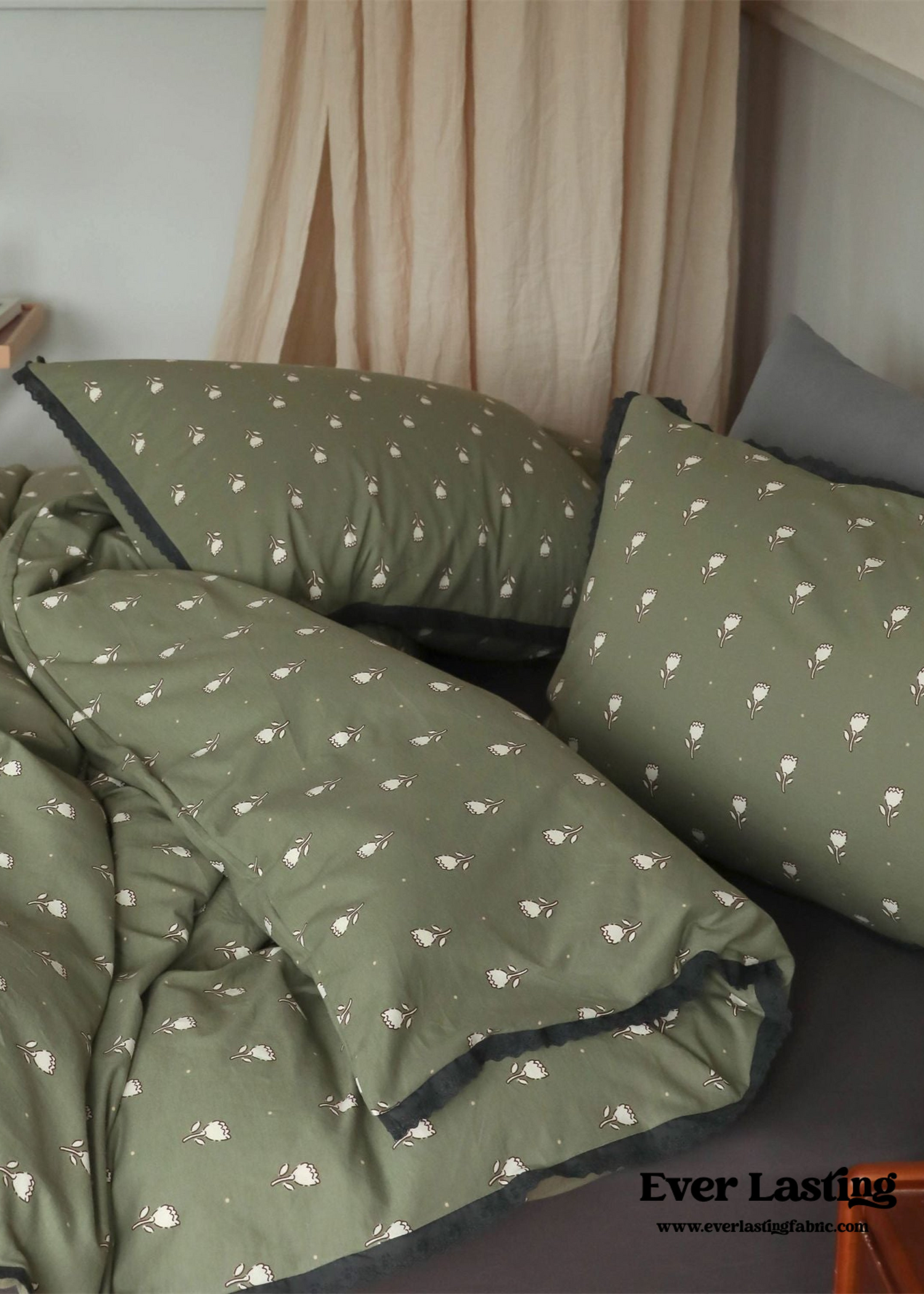 Anaya Rose French Vintage Bedding Set / Green + Brown