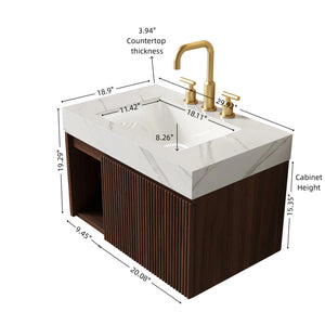 Anicco Lab EIDEN 30-Inch Floating Bathroom Vanity with Ceramic Basin - view 5