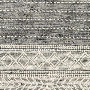 Charcoal Cream Arguvan Wool Blend Braided Tassel Area Rug - Clearance