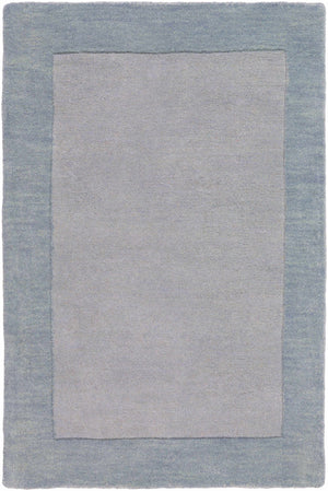 Arkabutla Solid Blue Bordered Wool Rug
