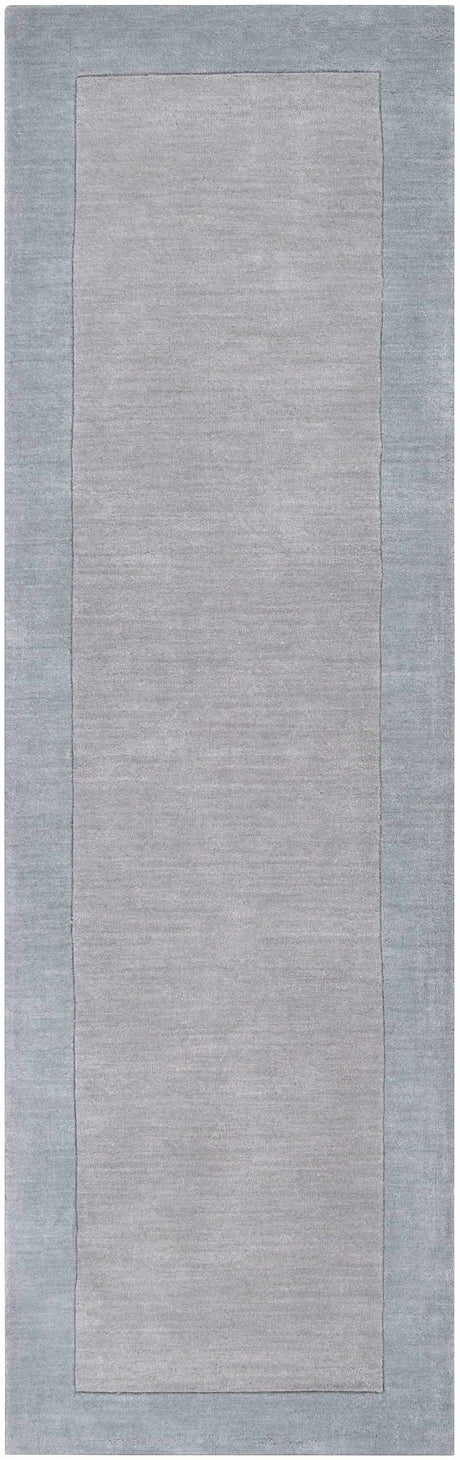 Arkabutla Solid Blue Bordered Wool Rug