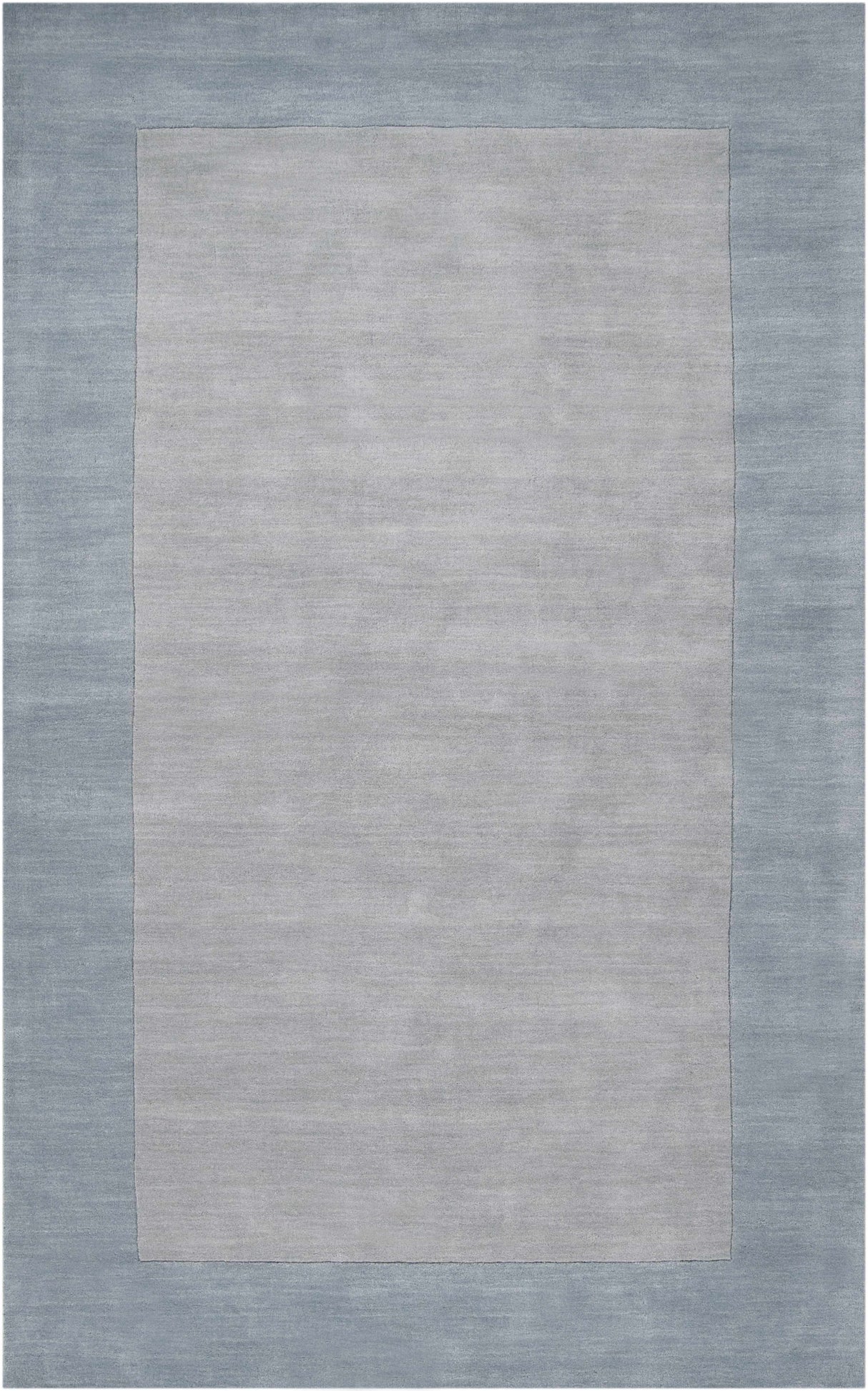Arkabutla Solid Blue Bordered Wool Rug