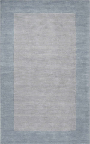 Arkabutla Solid Blue Bordered Wool Rug