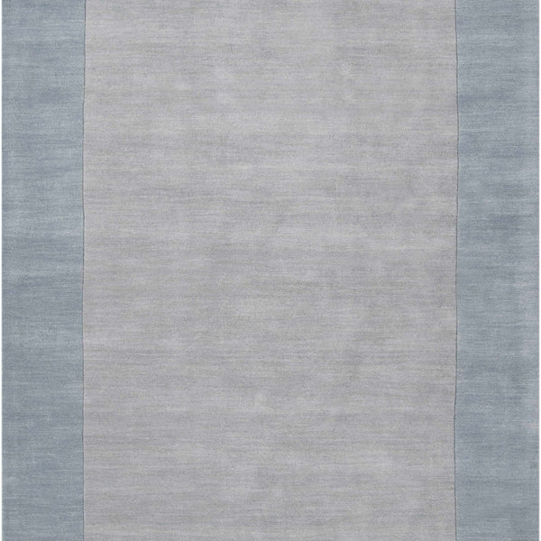 Arkabutla Solid Blue Bordered Wool Rug