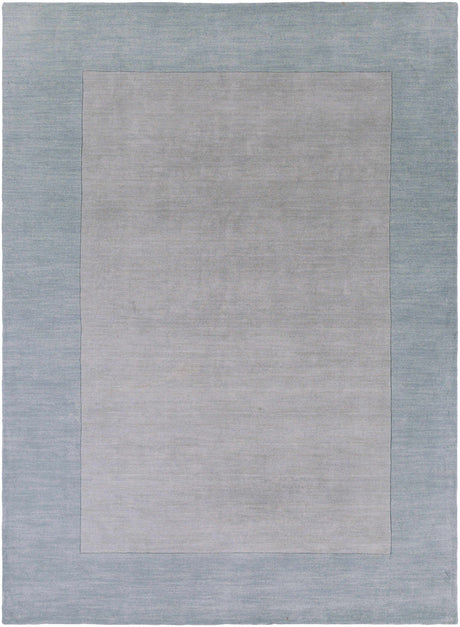 Arkabutla Solid Blue Bordered Wool Rug