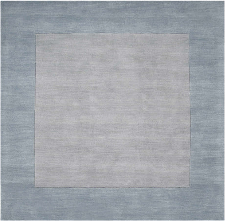Arkabutla Solid Blue Bordered Wool Rug