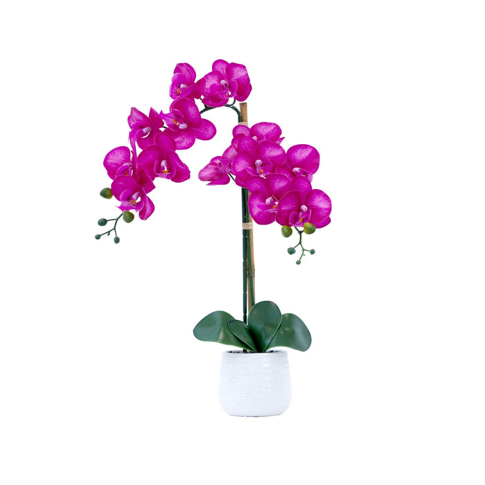 Nearly Natural 19” Artificial Purple Orchid with Decorative Vase