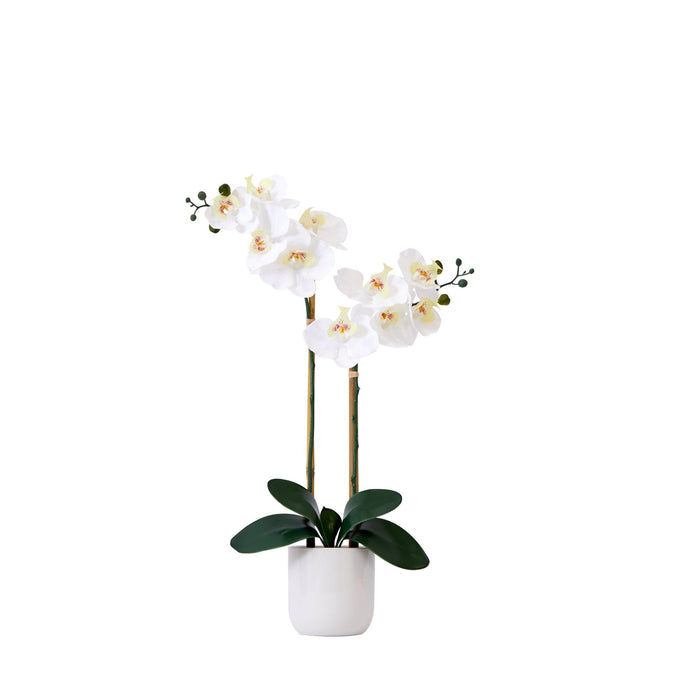 Nearly Natural 26” Artificial Real to Touch Double Orchid Phalaenopsis with Decorative Vase