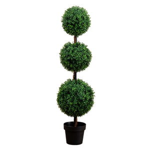 4’ Artificial Triple Ball Boxwood Topiary Tree (Indoor/Outdoor)